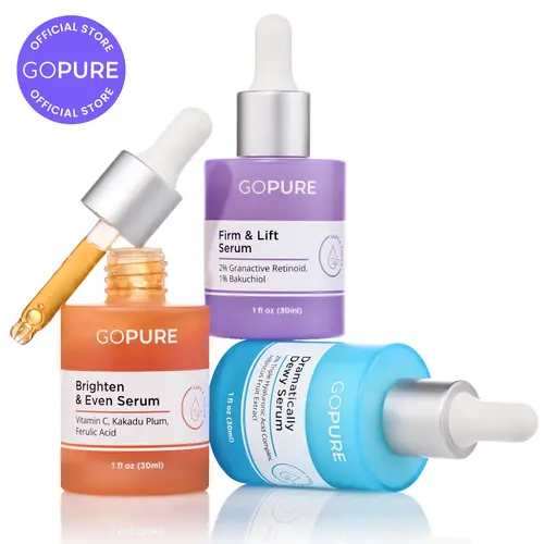 GOPURE Power Trio Facial Serums Set - Vitamin C Serum Hyaluronic Acid Serum and Retinol Serum