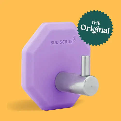 Sud Scrub Shower Hook, Antimicrobial Shower Hook, Self Adhesive Hooks for Shower Wall, Stainless Steel & Silicone Removable Wall Hook