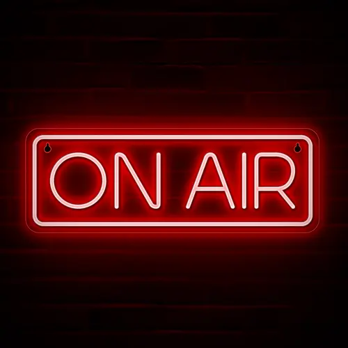 LED Neon On Air Sign - USB Powered Acrylic Wall Hanging Led Lights, 16.5 x 6 in 16.5" Live Backdrop for Streamers, Pre-Drilled Hang & Stick-On Install Neon Strip Wall Lamp