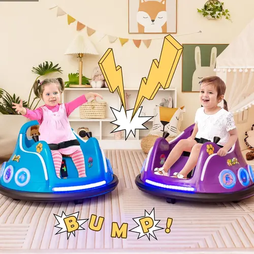COSTWAY 12V Toddler Bumper Car, Battery Powered Baby Ride on Bumper Car, Dual Joysticks, Flashing LED Light & Music, Electric Vehicle Ride on Toys w/Remote Control, Gift for Boys Girls, Christmas Festival Gift Black Friday Cyber Monday