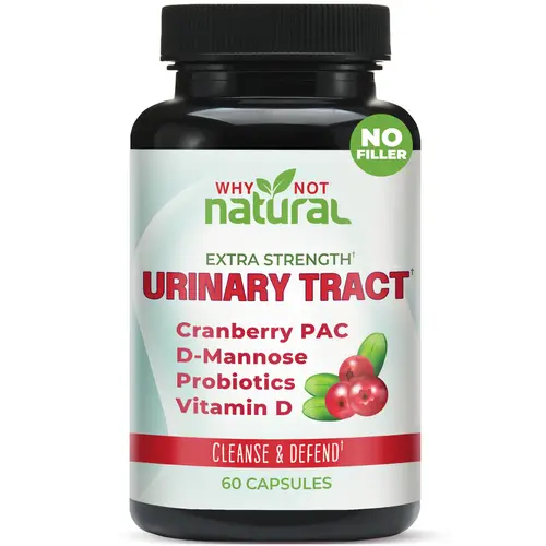 Why Not Natural 5-in-1 UTI Pills with D Mannose, Cranberry PAC Extract, Probiotics and Vitamin D - Urinary Health Formula for Women and Men