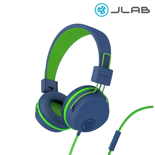 JLab JBuddies Studio On-Ear Wired Headphones for Kids with Volume Limiter 85dB Stainless Steel Headband Memory Foam Cushions Ages 6+ Folding Design