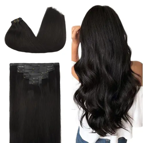 GOOGOO Hair Extensions Seamless Clip in Human Hair Extensions Natural Straight Hair summer hairstyles #summerwins