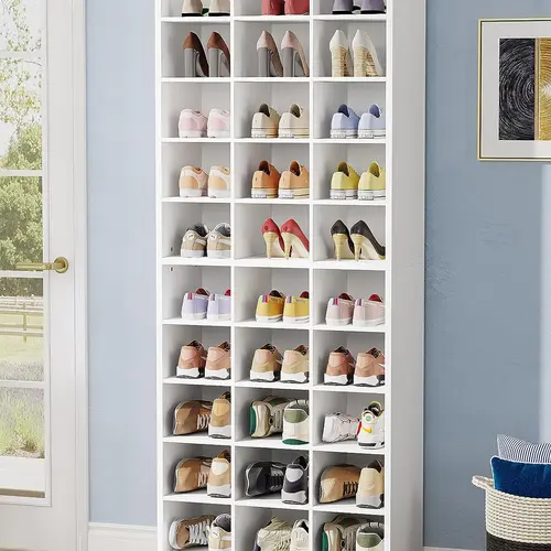 Tribesigns Freestanding Shoe Organizer with 30 Cubbies for Closet Cabinet Rack  , Shoe rack organizer Wood hanging closetorganizer Hangable Wooden
