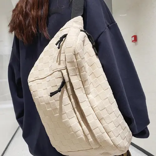 Women's Fashionable Large Capacity Embossed Textured Zipper Belt Bag, Casual Commuter Versatile Plain Fanny Packs, Simple All-match Bum Bag, Quilted Fanny Pack, Casual Waist Bag, Waist Hip Bag, Waist Pouch, Bumbag