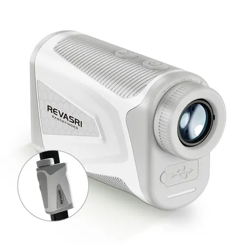 REVASRI Golf Rangefinder with Slope-True Reads, Crystal Display, Flag Lock Vibration Feedback, Rechargeable Design, Magnet Stripe, Silicone Grip, Tournament Play Equipment, Essential Accessory