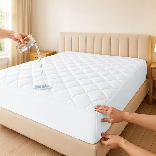 LDC LUX DECOR COLLECTION Quilted Waterproof Mattress Protector - All Mattress Sizes, 16in Deep Pocket, Noiseless Soft Breathable Elastic Fitted Cover, Fits Up to 21in Thick Beds, Machine-Wash Easy, Waterproof Top Guards Spills, Anti-Allergy Pad/Topper