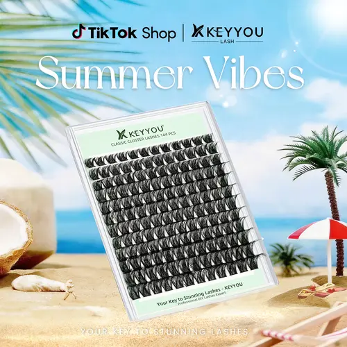 KEYYOU Flare EveryDay Lash Clusters Kit DD Curl Natural Lashes 8-18mix Fluffy Lash Extensions, Ultra-Thin Soft Band Waterproof Wispy Flare Cluster Lashes #sohochic