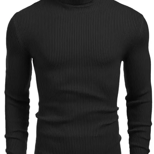 Coofandy Fall Outfits Men's Knitted Ribbed Turtleneck/High Neck Slim Fit Basic Sweater - Best Choice in Winter Casual Fabric Knitwear Menswear Soft Jacket Jeans Long Outdoor Pullover Suit   Long Sleeve Thick