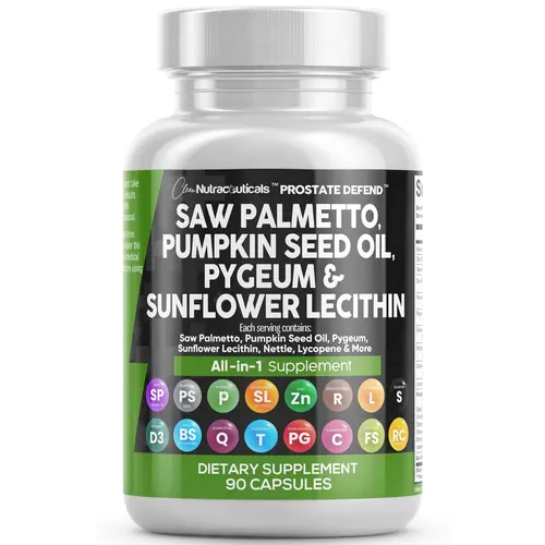 Clean Nutraceuticals Saw Palmetto, Pumpkin Seed Oil, Pygeum, Sunflower Lecithin, Nettle & More for Men's Wellness Capsules - Prostate Defend