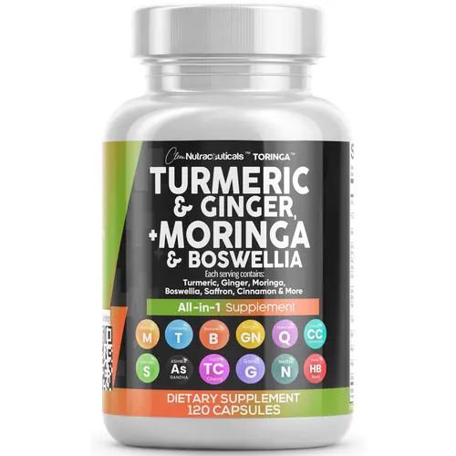Clean Nutraceuticals Turmeric, Ginger, Moringa, Boswellia, Saffron & More for Women & Men Joint Support Supplement Capsules – Toringa