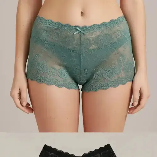 Women's Floral Lace Bow Scallop Sheer Knicker, Soft Breathable Knicker, Comfy Breathable Panty for Daily Wear, Women's Underwear for All Seasons, Trim Lace Panty, Casual Soft Panty