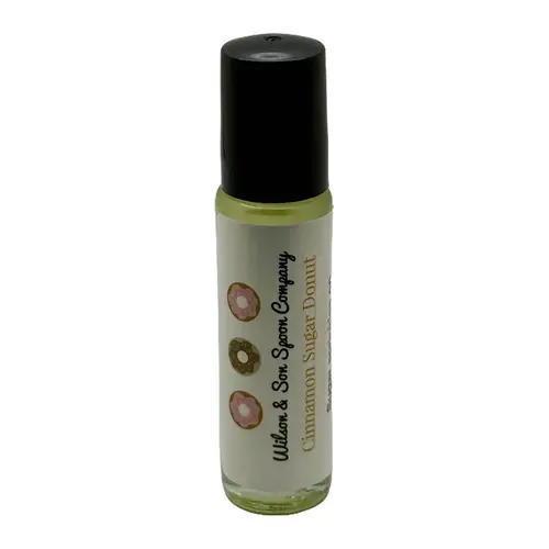 Wilson & Son Spoon Company Cinnamon Sugar Roll-On Scented Body Oil - Gentle Vegan Cosmetic for Sensitive Skin, Almond Oil Carrier, Vanilla, 10 ml, Moisturizes, Smooth Non-Sticky Finish, Long-Lasting Aroma, Body Care, Signature Scent, Pulse Points
