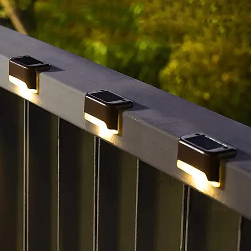 GIGALUMI Solar Deck Lights - Waterproof LED Warm Auto-On/Off Outdoor Wall Light, Fence & Deck Glow for Family Safety (Garden Accessories for Stairs, Yard), Solar Sensor Light