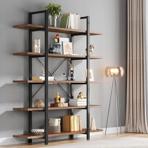 Tribesigns 5-Tier Bookshelf, Industrial Freestanding Etagere Bookcase for Living Room, Bedroom, Home Office