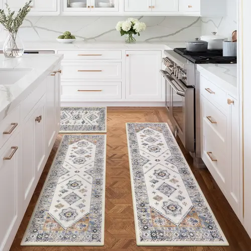 LOKHOM Boho Kitchen Runner Rug Sets 3 Piece Geometric Farmhouse 20x32inch+20x48inch+20x59inch Non Slip Washable Mat for Kitchen Living Room Entryway Laundry Room, Room Decor, House Decor summerwins,back to school,dorm essentials,home decor,home essentials