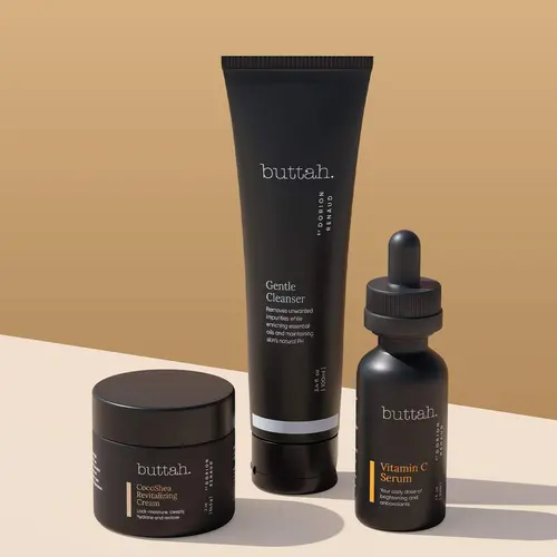 Daily Customizable 3-Step Skincare Kit - Gel Cleanser, Vitamin C Serum & Moisturizer for Hydrated, Flawless & Radiant Skin Flower Gentle