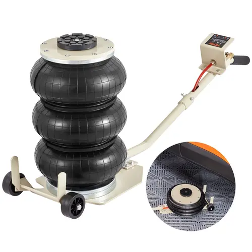 【Summerfinds】VEVOR 3T/6600 lbs Pneumatic Jack, Triple Bag Air Jack with 6 Steel Pipes, 17.7 in/450 mm Lift Height, 3-5s Fast Lift, Ergo Handle Eases Strain, Wide Rubber Pad Spreads Load, Vehicle Support for Car Garage Repair