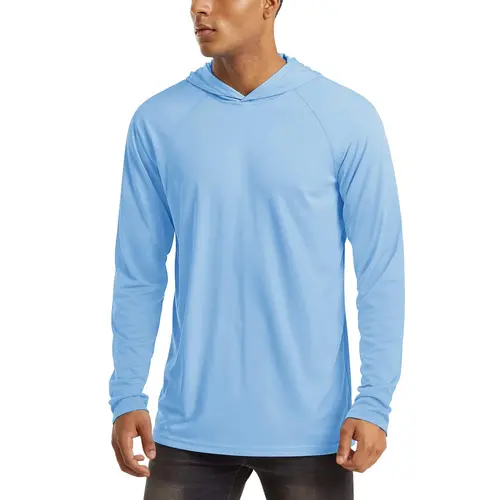 MAGCOMSEN Men's Hooded UPF 50+ Long Sleeve Shirts Quick Dry Athletic Fishing Shirts Rash Guards Outdoorfun