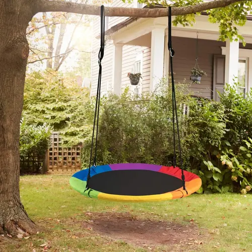 Costzon 40" Waterproof Saucer Tree Swing Set, Indoor Outdoor Round Swing with Adjustable Hanging Ropes, Safe and Sturdy Swing