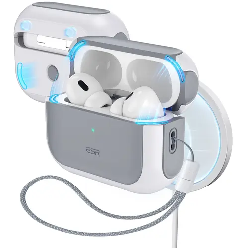 ESR for AirPods 5/4 Case, Airpods Pro Case 3rd/ 2nd/1st Gen (2026/2025/2023/2022/2019) Case (HaloLock), Compatible with MagSafe, Full Drop Protection Cover with Lanyard, Magnetic Lid Lock, Orbit Hybrid Series