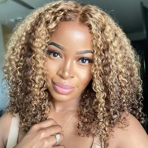 [Limited Deal] OQHAIR 4/27 Highlight Color Wear Go Glueless Wigs Pre Cut 7x5 HD Lace Kinky Curly Hair Wigs Human Hair