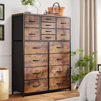 [#SmallSpaceStorage]RaybeeFurnure 16 Drawer Dresser, Modern Tall Dressers & Chests of Drawers, Ideal Space-saving Storage Cabinet for Bedroom Closet, Living Room, Entryway, Wooden Top & Metal Frame, Easy to Assemble