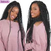 36 Inches Full Lace Premium Synthetic Fiber Knotless Bohemian Box Braided Wigs Wavy SuperNova Hair DM to Pre-cut Lace #Summervibes #DealsForYouDays Boho Braiding Wig