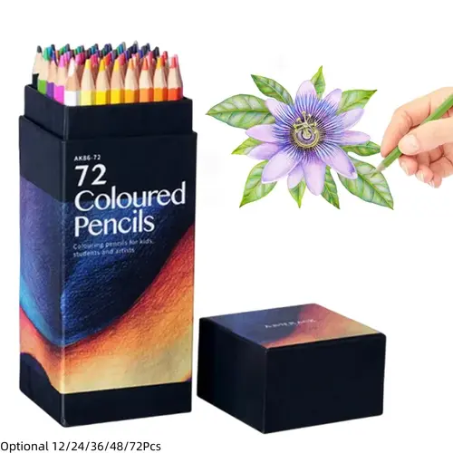 1 Set Professional Wooden Oil-based Colored Pencil, Artist Pencil Set, 12/18/24/36/48/72 Colors Hexagon Handle Coloring Pencil For Drawing Sketching Art Craft Drawing, Valentine's Day Gift