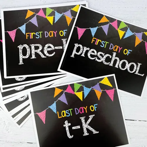First & Last Day of School Chalkboard Signs, 17-Grade Photo Prop Deck (Including Preschool, Kindergarten, 2nd, 4th Grades), 4 Design Options