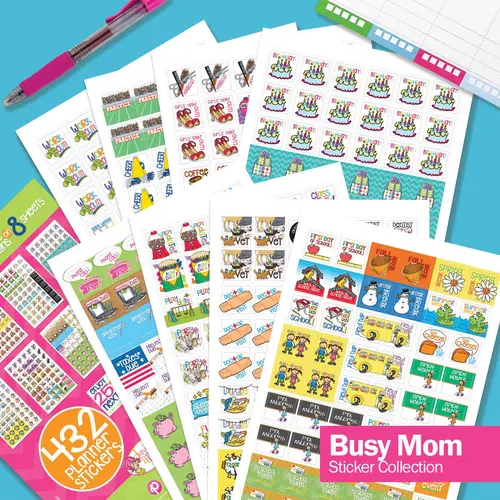 Cute 8-Sheet Bright Planner Stickers Stationery Set - For Family, Work - Dads' Fantastic Birthday Gift, Compatible with Any Calendar & Office Stationery Supplies
