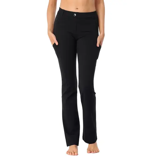 HDE Straight Leg Yoga Dress Pants with 8 Pockets High Waisted Leggings for Gym Sportswear Bottoms Stretchy High Waist Spandex for Gym, Gym Workout Sportswear, Female Gym Clothes, Activewear For Yoga, Athletic Stretchy Material