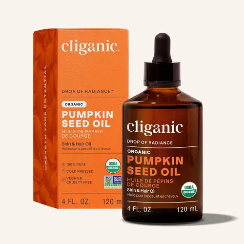 Cliganic Organic Pumpkin Seed Oil, 100% Pure - For Face & Hair | Natural Cold Pressed Unrefined