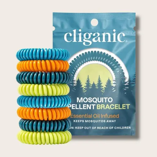 Cliganic Mosquito Repellent Bracelets - Elastic – DEET-Free with Essential Oils, Adjustable & Waterproof Bug Bands for Kids & Adults, Ideal for Travel, Camping & Outdoor Protection