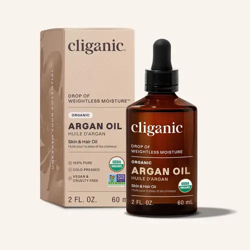 Cliganic Organic Argan Oil, 100% Pure - for Hair, Face & Skin | Cold Pressed Carrier Oil