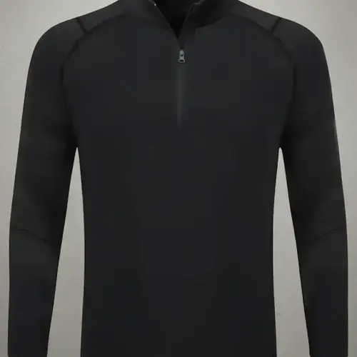 Men's Plain Zipper Mock Neck Sweatshirt, Slim Casual Sporty Thermal Long Sleeve Top, Men Top for Spring & Fall Daily Wear, National Day Clothing, Casual Sportswear