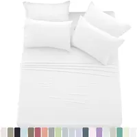 LDC LUX DECOR COLLECTION 6-Pc Solid Crochet Embroidered Decorative Bedsheet Set - 16" Deep Pocket, Eco-Friendly, Soft Breathable Sheets - Hotel Luxury Warm Cozy Bed Set for Queen/King/Cal King - Summer Gift