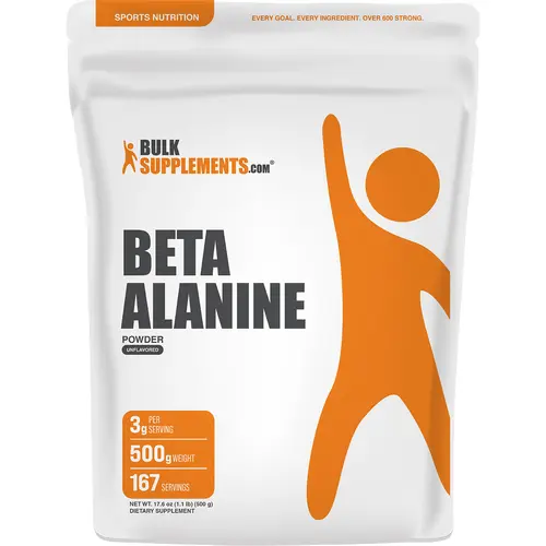 BULKSUPPLEMENTS.COM Pure Beta Alanine Powder - Unflavored, Sugar-Free, Dairy-Free Dietary Amino Acid for Adults - Endurance, Sports Performance, Stamina Muscle Supplement - Prop 65 Safe, 500g, 3g Per Serving