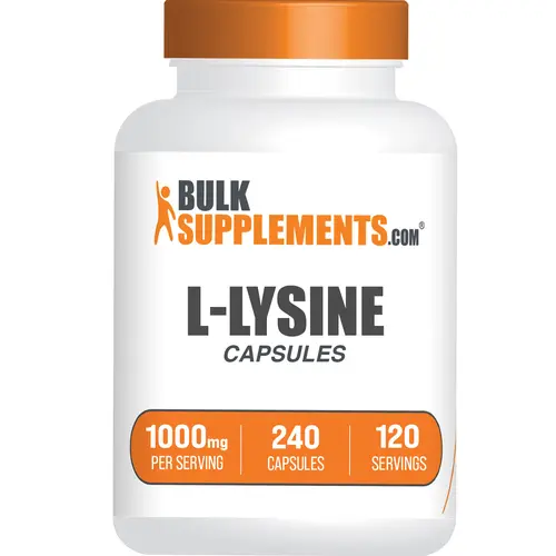 BulkSupplements L-Lysine HCl Bovine Gelatin Capsules - 1000mg per Serving, 240 Caps, Sugar-Free, Gluten-Free Amino Supplement, Wound Healing Aid, Collagen Booster, Antibody Production Support