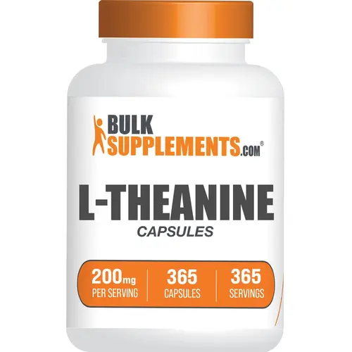 BULKSUPPLEMENTS.COM L-Theanine Capsules - 200mg Cognitive Amino Acid Brain Booster - 365 Count, Sugar Free, Gluten Free Self Care Product, Wellness Formula for Brain Support & Heart Health