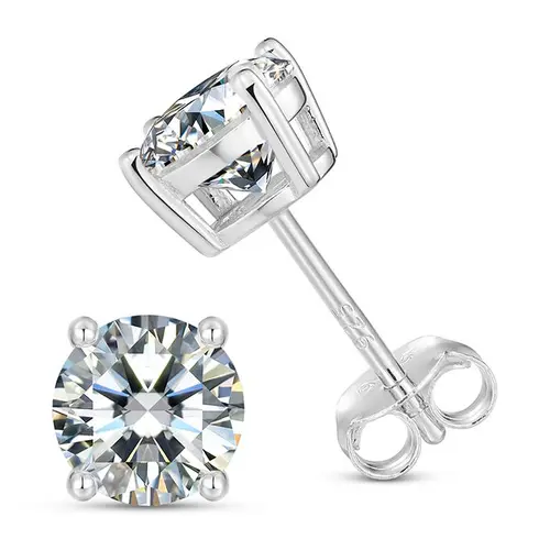 UCClYO S925 Silver 4-Prong Solitaire VVS1 Synthetic Moissanite Stud Earrings for Women, Engagement, Wedding Anniversary Fine Moissanite Jewelry【#E75】