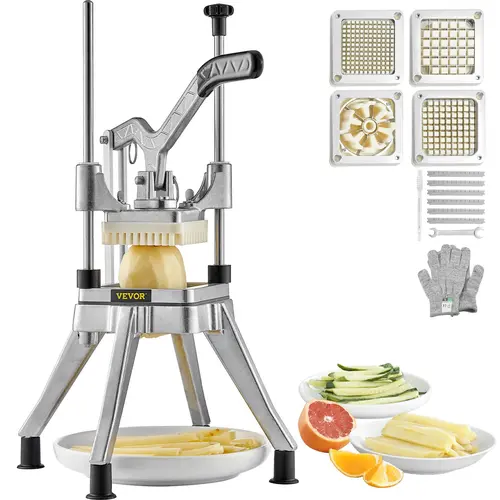 【Summerfinds】VEVOR Commercial Veggie Chopper - Stainless Steel & Aluminium Kitchen Utensil with 4 Replacement Blades, French Fry Cutter, Potato Dicer, Multi-Slicer for Restaurants, Home Kitchen Accessories,home essentials