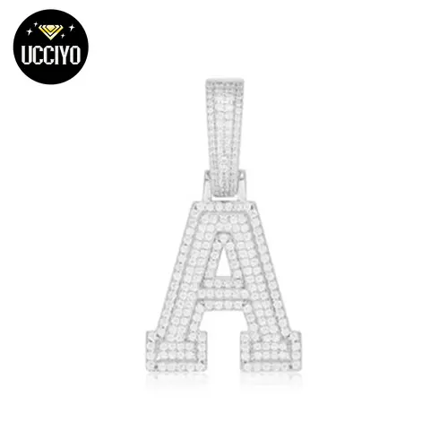 【P351 livestream】UCCIYO 925 Sterling Silver Synthetic Moissanite A-Z 26 Alphabet Pendant Necklace for Men and Women Hip Hop Exquisite Jewelry Gift summerwins【P351 livestream】 Fashion Alphabet Pendant