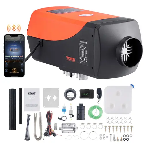 【Summerfinds】VEVOR 12V 8KW Aluminum Portable Separated Parking Air Heater, Bluetooth App & LCD Control, Automatic Altitude Adjustment (Max 18045 ft), Adjustable Heating Temperature, Silent Rapid Heat, Ships for Truck, RV