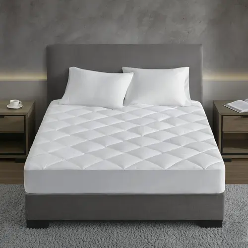 Croscill Signature Waterproof Dobby Cotton Mattress Pad - Breathable Loft Bedding Topper with Polyester Knit Skirt, Eco-Safe Fabric, Waterproof Base, Machine-Wash Easy Fit, Environmental Production for Queen, King, Cal King Size Mattresses
