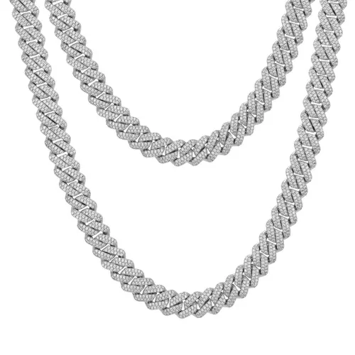 【#N90】UCCIYO Lab-Created Moissanite  S925 Sterling Silver Setting Cuban Moissanite Link Miami Chain Hip Hop Rock Cuban Necklaces【#N90】