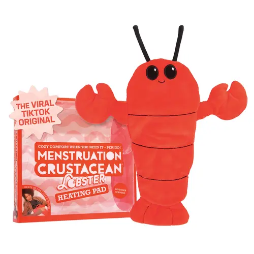 Menstruation Crustacean Lobster by Relatable, Microwavable Heating Pad For Period Cramps, Cuddly Plushies, Relaxing Gifts for Mom, Includes 1 Lavender Scented Heating Pad Plushy