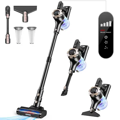 【 2026 newly upgraded】Trucozie T350 Cordless Vacuum Cleaner, 8-in-1 Lightweight Upright Vacuum Cleaner, 45-Minute Runtime, Powerful 33 kPa Suction, Suitable for Home , Hardwood Floors, Carpets,  Pet Hair