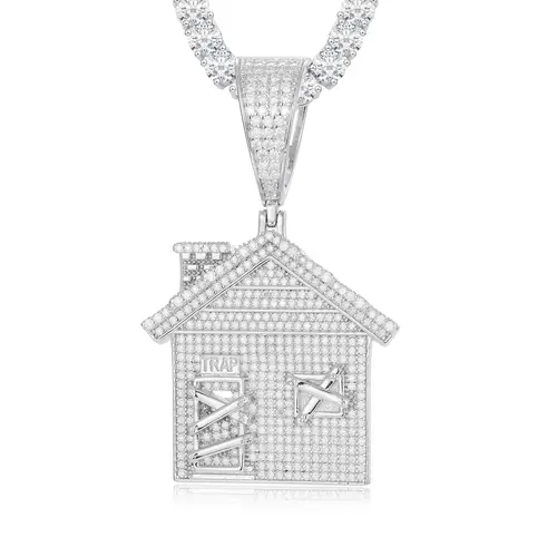 UCCIYO S925 Sterling Silver Synthetic Moissanite Classic Central Pendant Necklace, Elegant Exquisite Trendy Adult Daily Unisex Casual Jewelry Pendant【#P242】, Exquisite Trendy Pendant