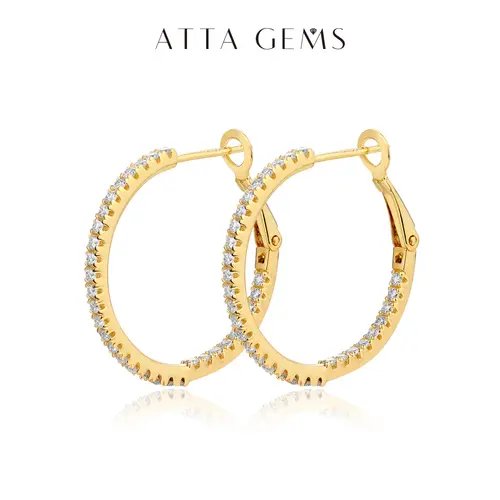 ATTAGEMS Female All-Synthetic Artificial Moissanite Hoop Shape Earrings, D Color VVS1 Synthetic Stone Fashionable Earrings for Daily Wear, E001 Summerwins TikTokShopBackToSchool